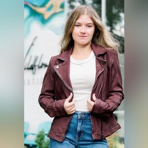 Mauritius Twila Wine Leather Jacket NWT